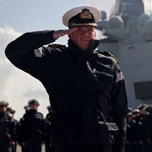 Royal Navy Captain salutes