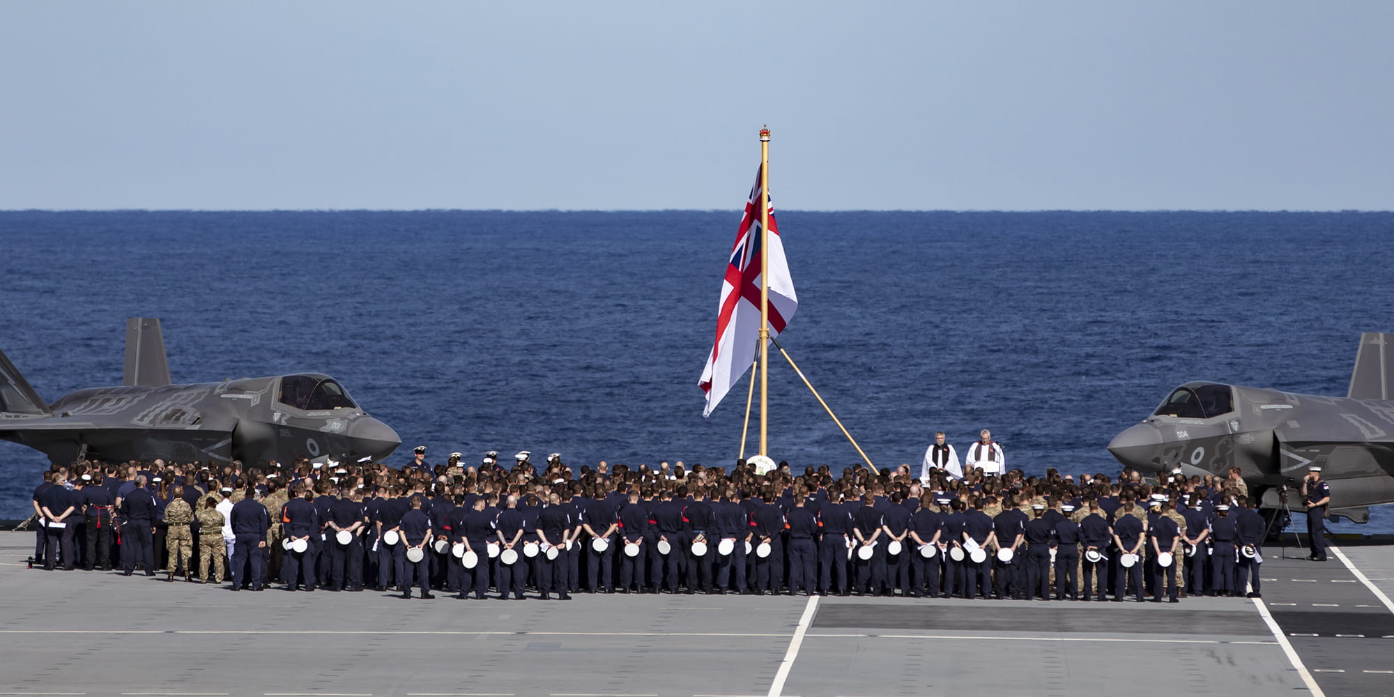 More than 2000 personnel serving in the HMS Queen Elizabeth Carrier Strike Group in the United States have held services of Remembrance