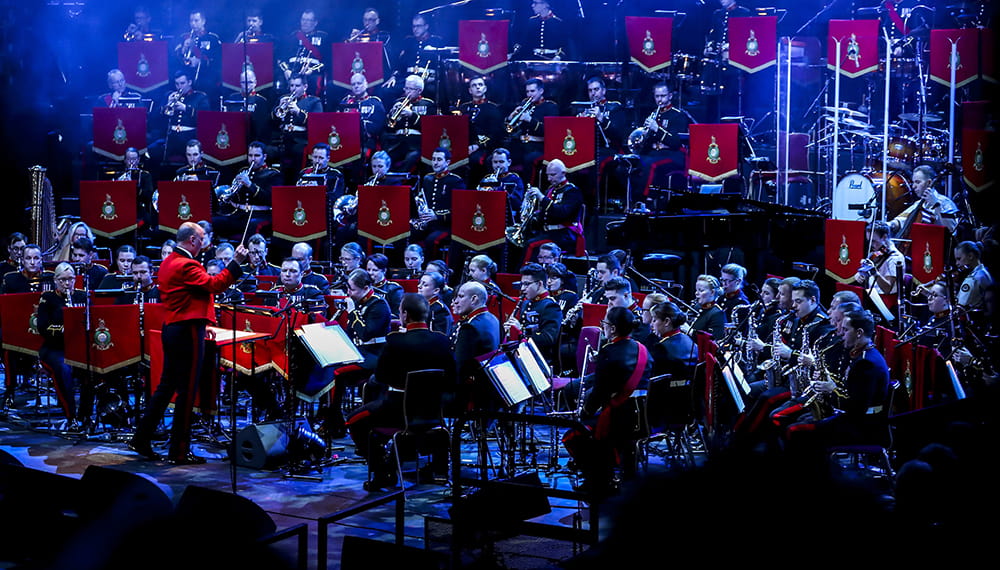 Over 200 Royal Marine musicians perform at the Royal Albert Hall in front of the Captain General of the Royal Marines and HRH The Duke of Sussex. Raising money for the Royal Navy and Royal Marines Charity (RNRMC.)