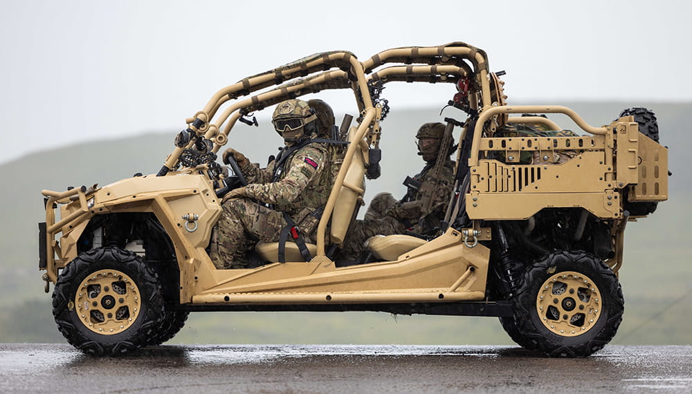 Royal Marines with a Polaris MRZR-D4 vehicle
