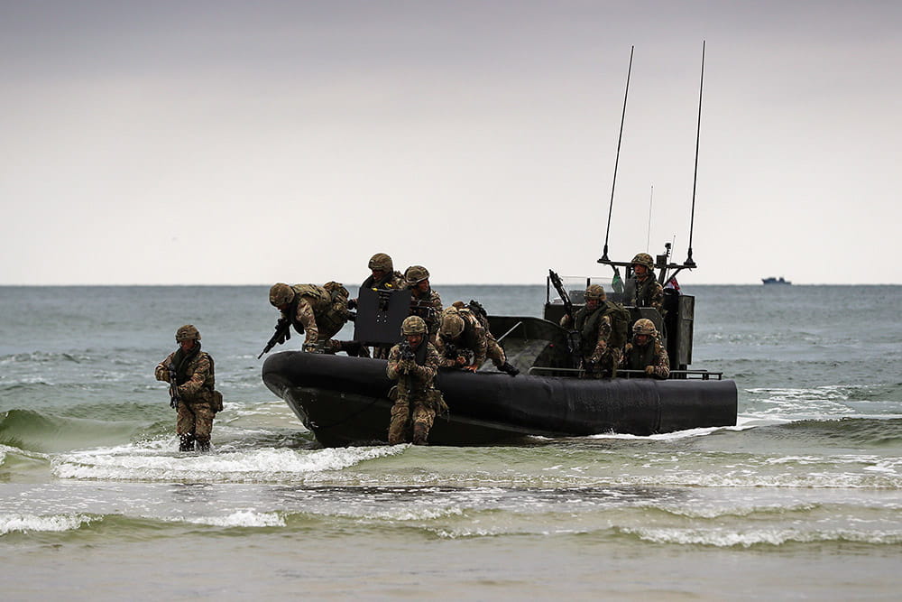 Royal Marines from 45 Commando disembarking the Offshore Raiding Craft