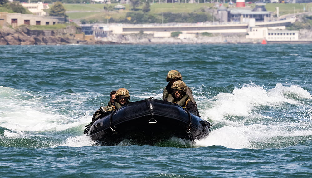 47 Commandotravelling away from Plymouth in an Inflatable Raiding Craft