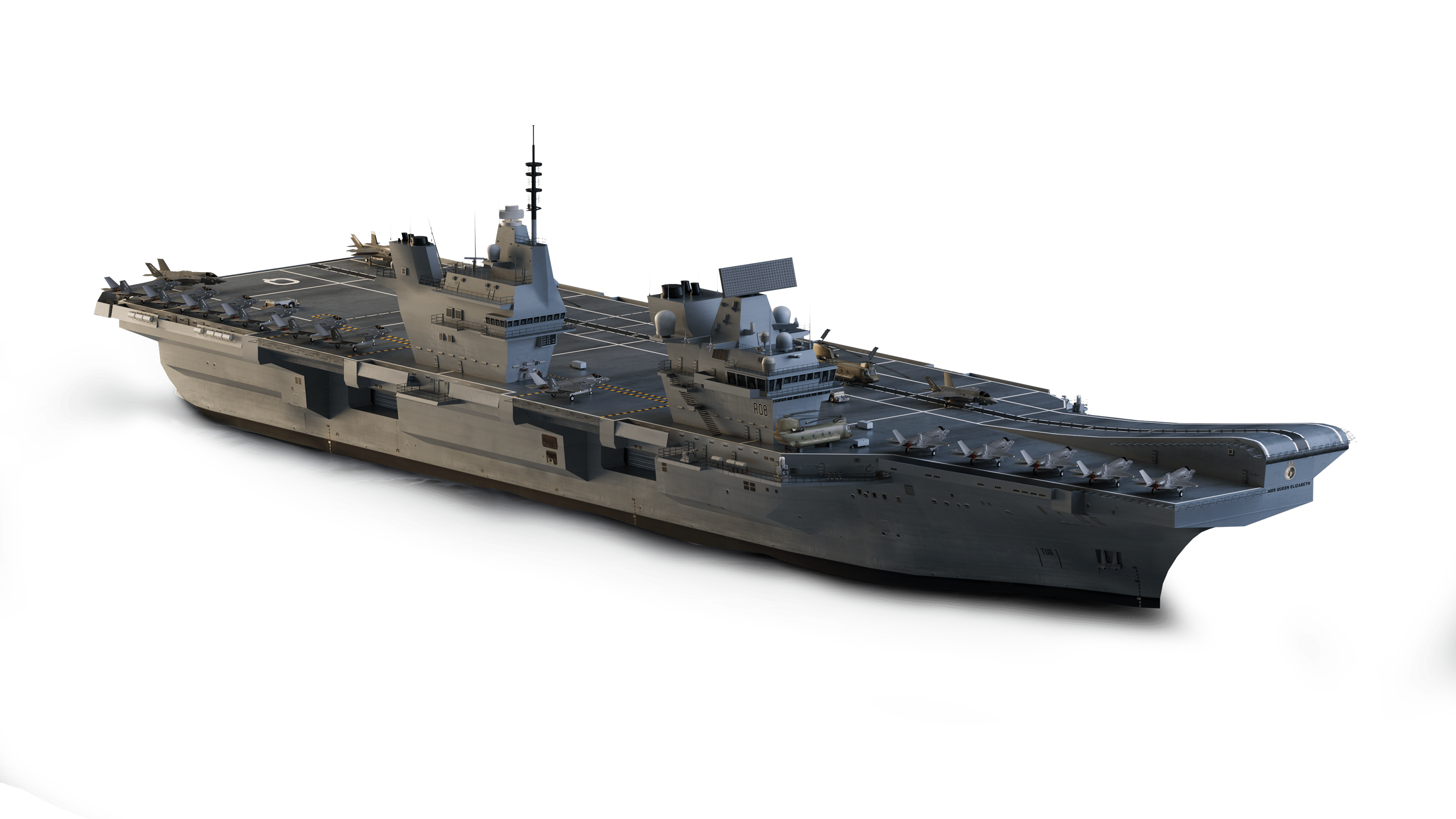 3D render of a Queen Elizabeth Class Aircraft Carrier