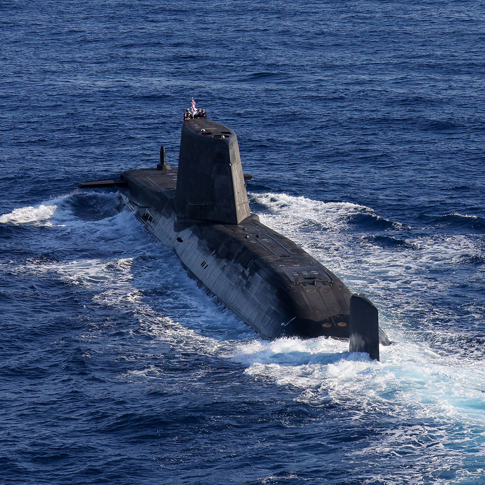 An Astute Class submarine on the surface