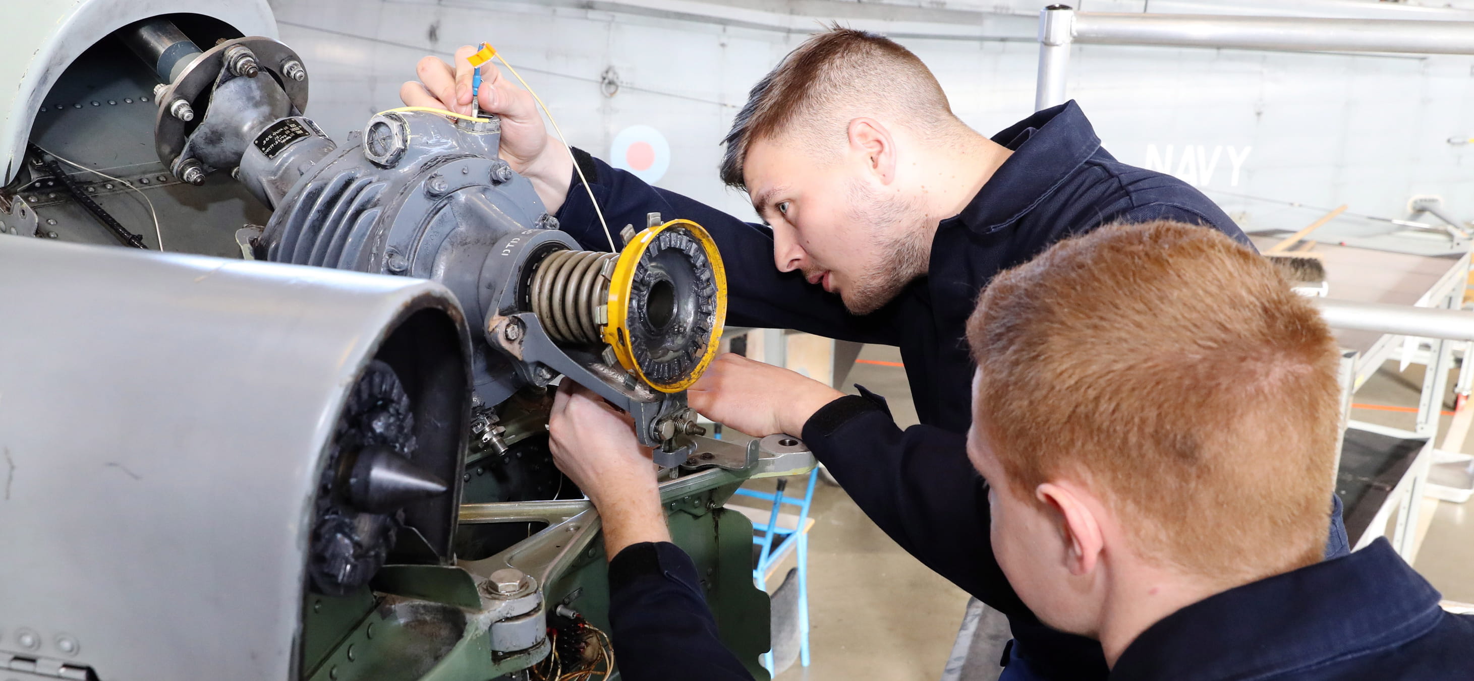 Air Engineer Technicians undertaking training in 764 SQNPHASE 2 AET's undertaking hands on training on Sea king aircraft