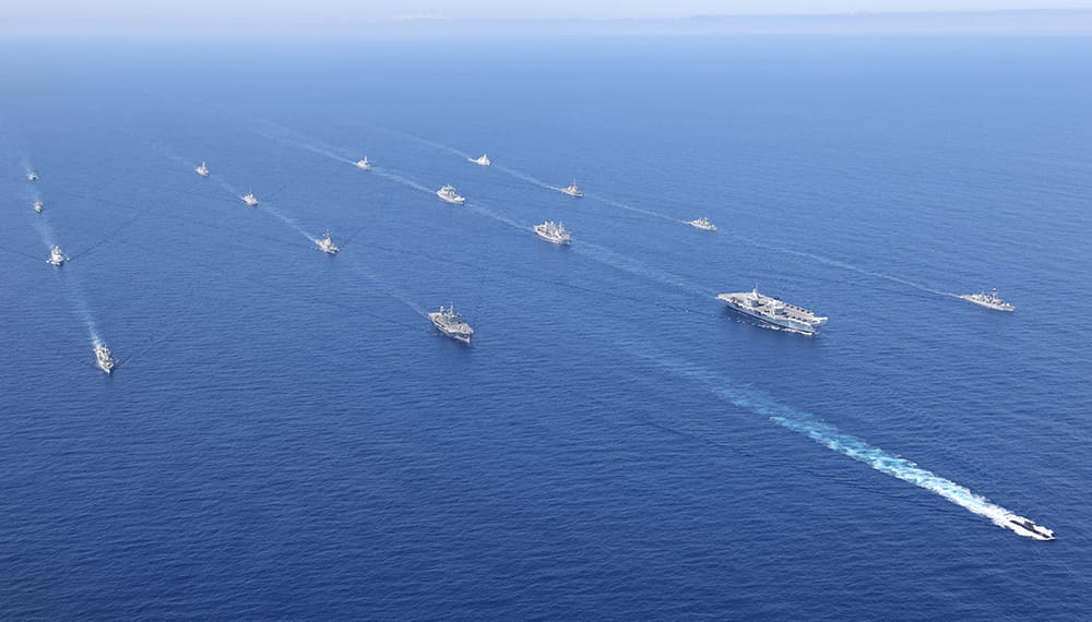 Pictured here is the NATO Standing Maritime Group with UK Carrier Strike Group