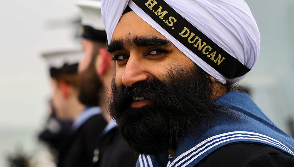 Royal Navy sailor with a turban and beard